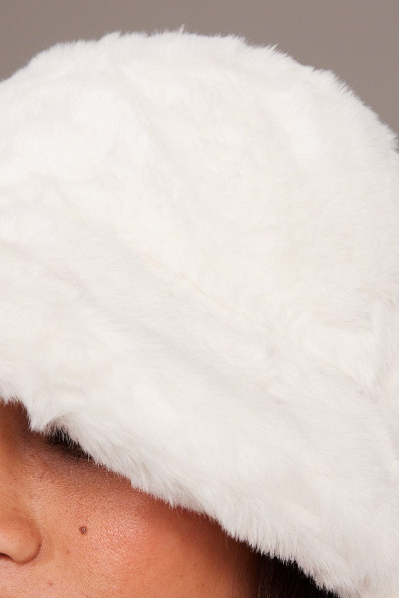 White Faux Fur Hat for Ally Fashion