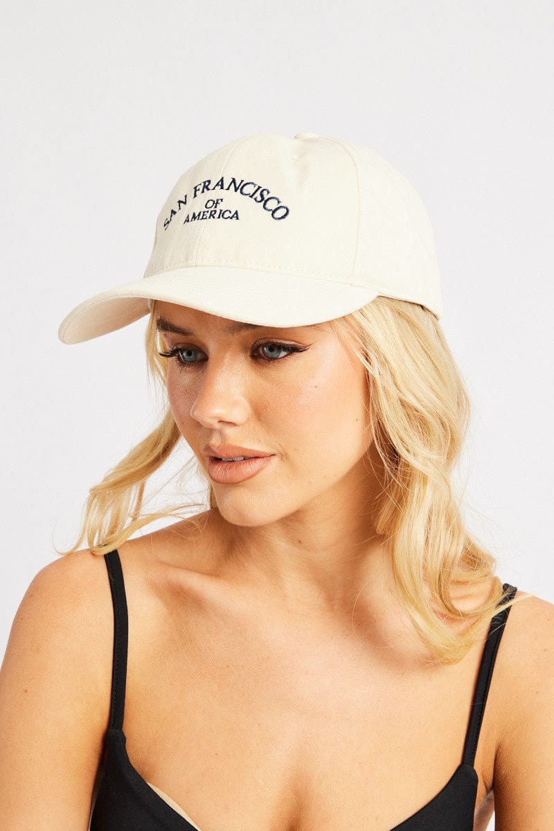 White San Francisco Cap for Ally Fashion