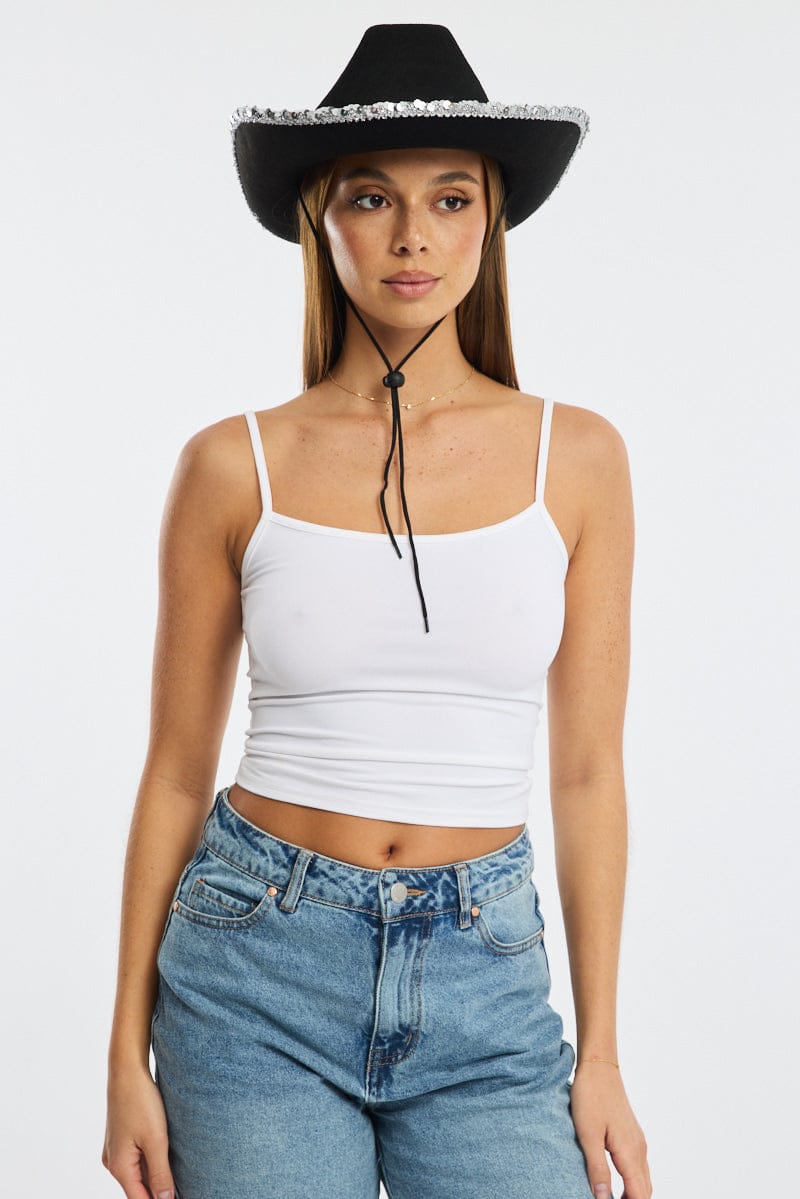 Black Sequin Detail Festival Cowboy Hat for Ally Fashion
