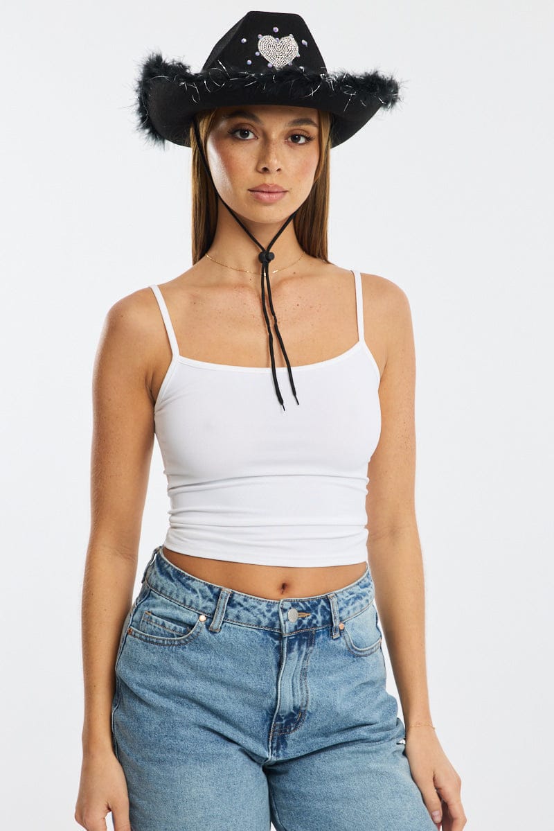 Black Heart Detail Festival Cowboy Hat for Ally Fashion