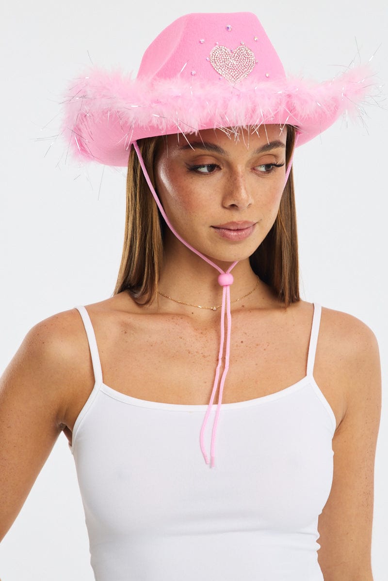 Pink Heart Detail Festival Cowboy Hat for Ally Fashion