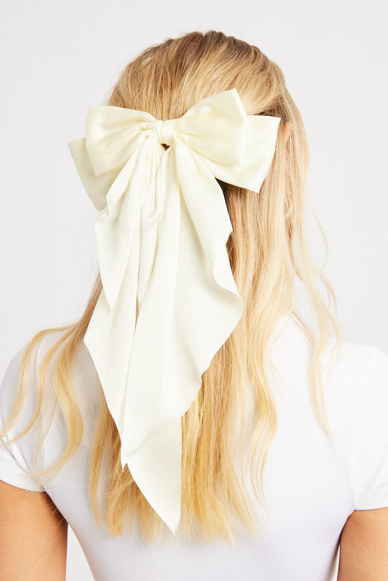 White Large Bow Hair Clip for Ally Fashion