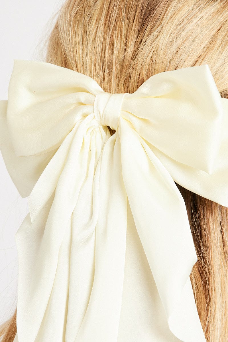 White Large Bow Hair Clip for Ally Fashion