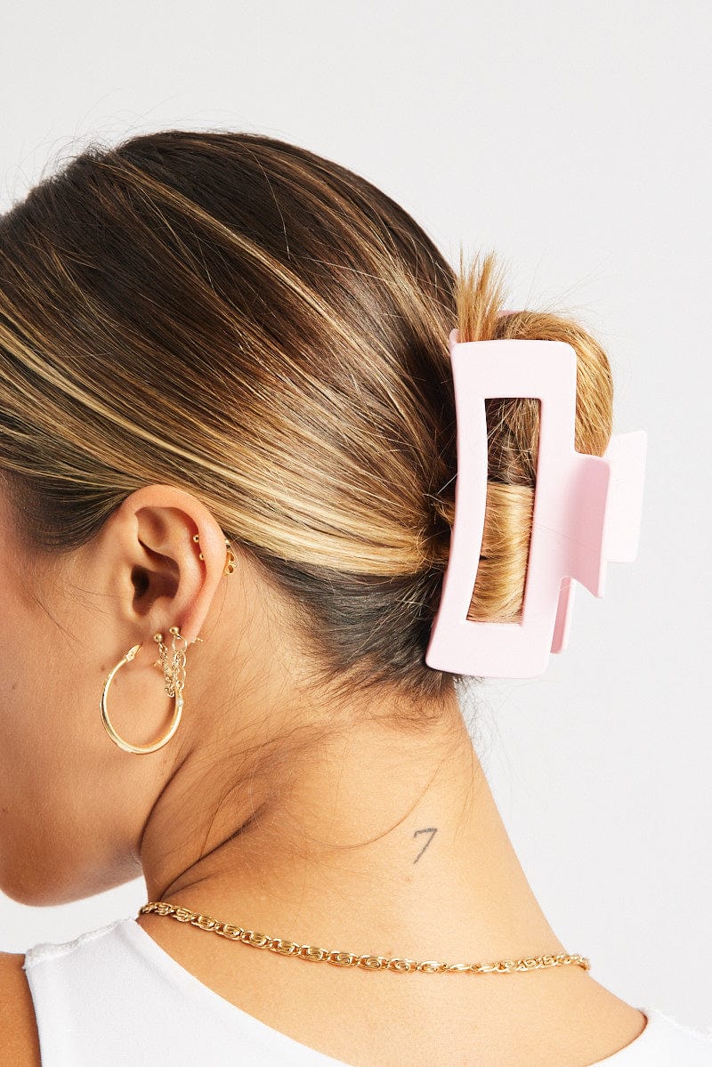 Pink Large Rectangle Claw Clip for Ally Fashion