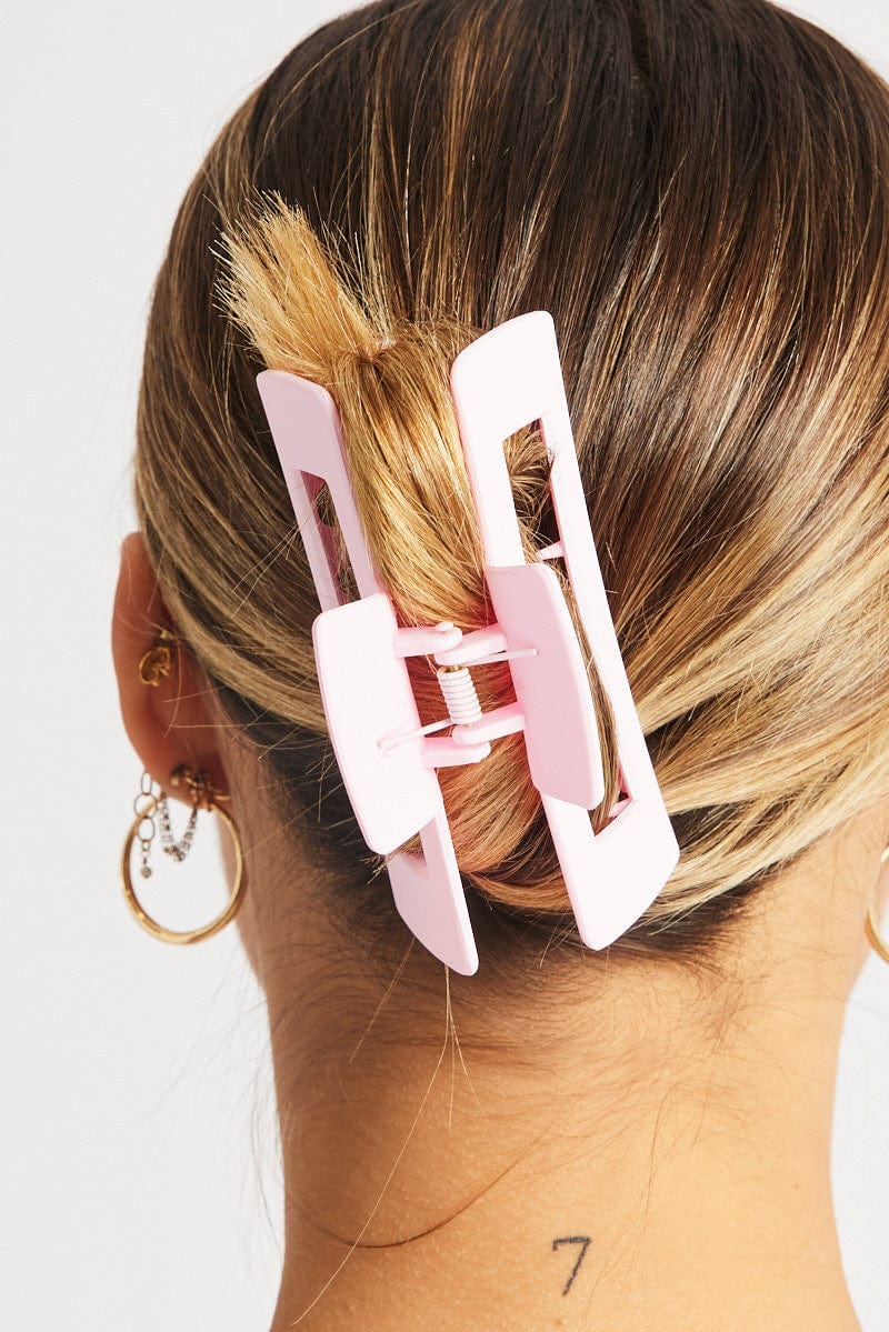 Pink Large Rectangle Claw Clip for Ally Fashion