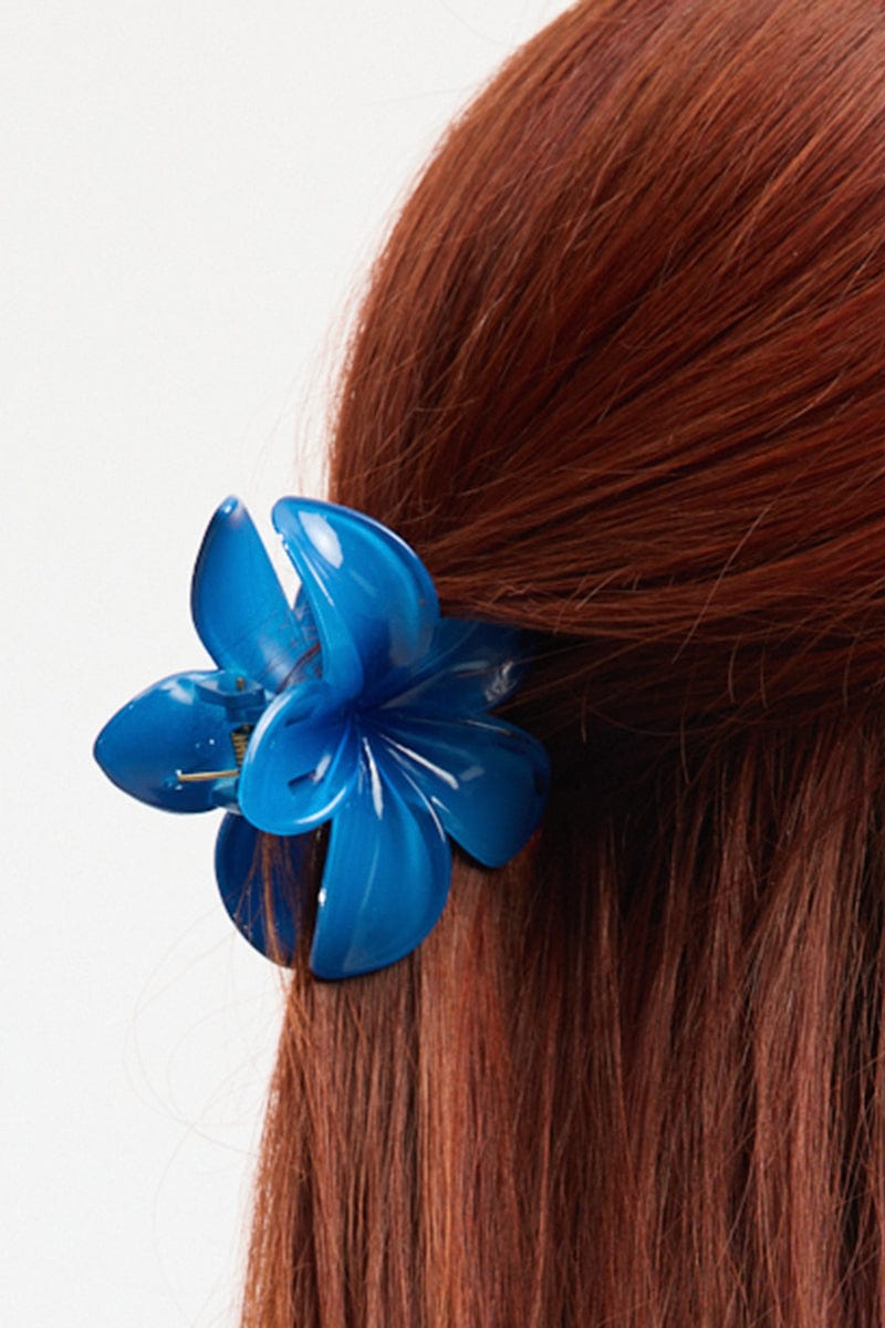 Blue Hibiscus Flower Claw Clip for Ally Fashion