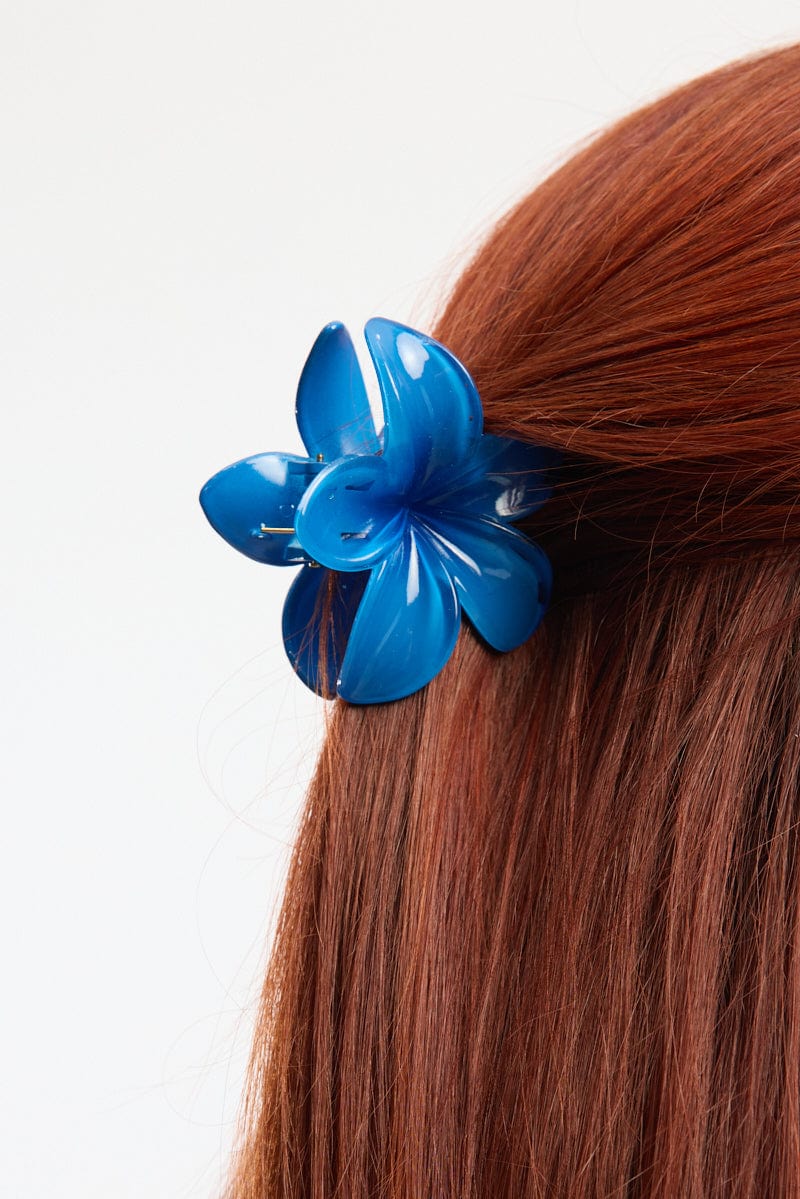 Blue Hibiscus Flower Claw Clip for Ally Fashion