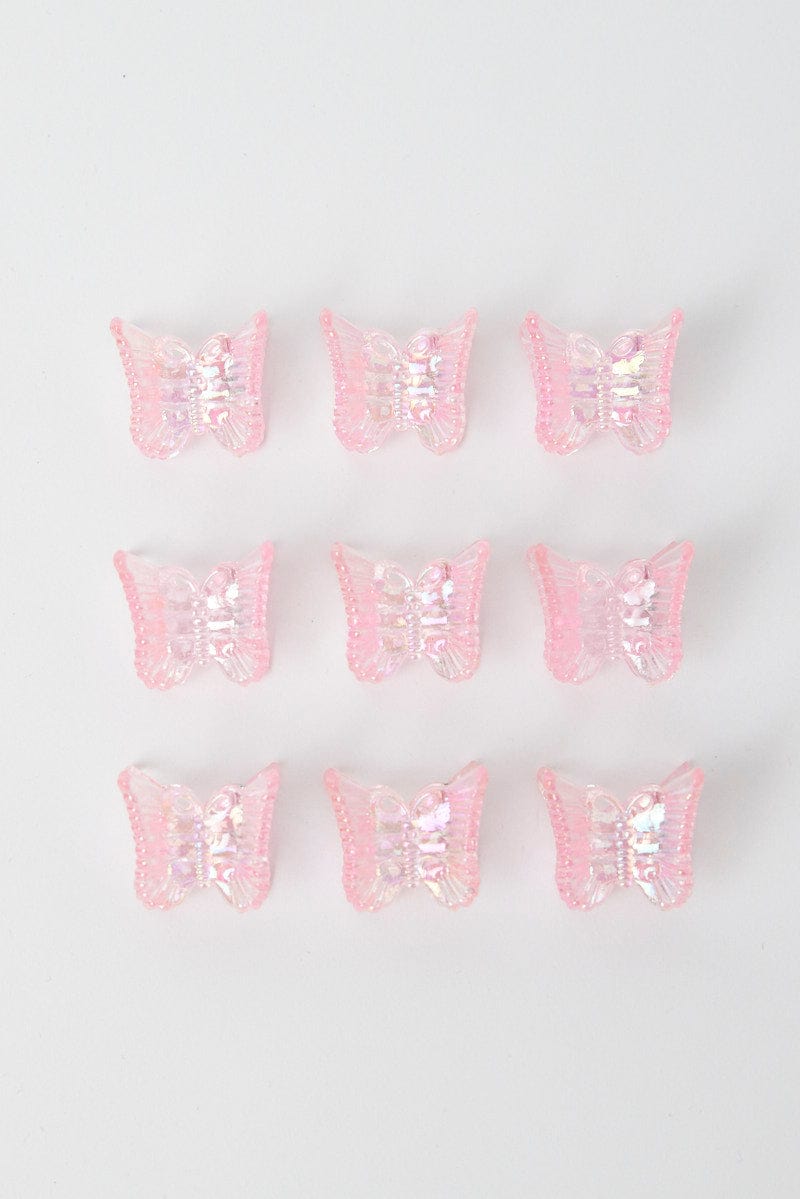 Pink 9 Pack Butterfly Claw Clips for Ally Fashion