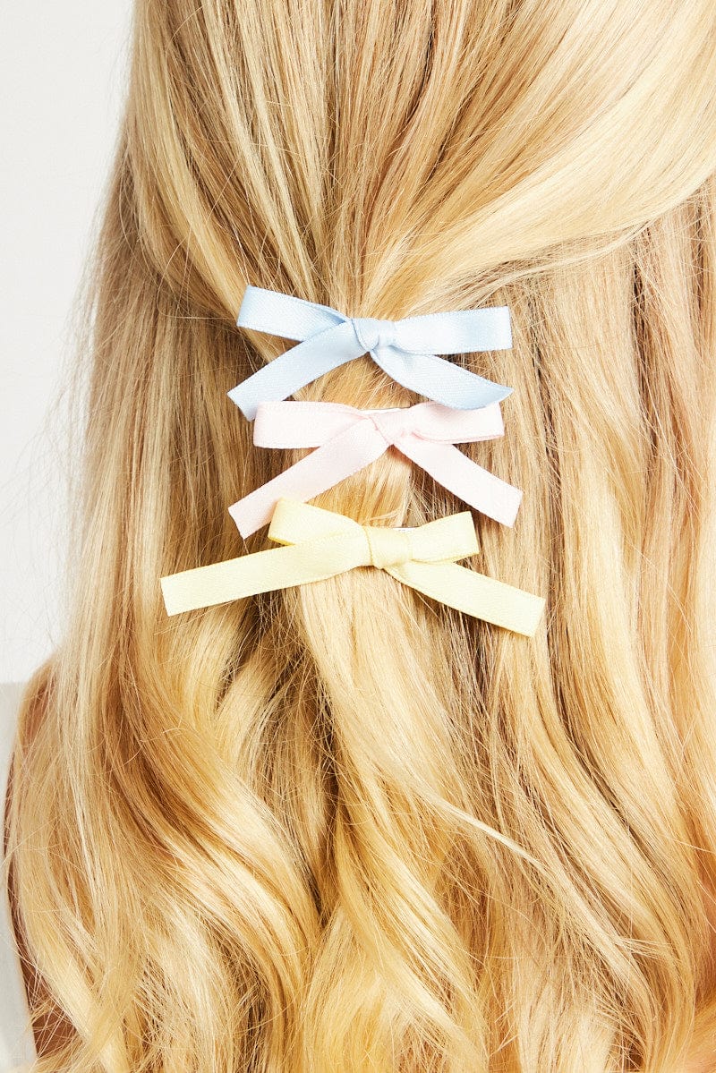 Multi 6 Pack Mini Satin Bow Hair Clips for Ally Fashion