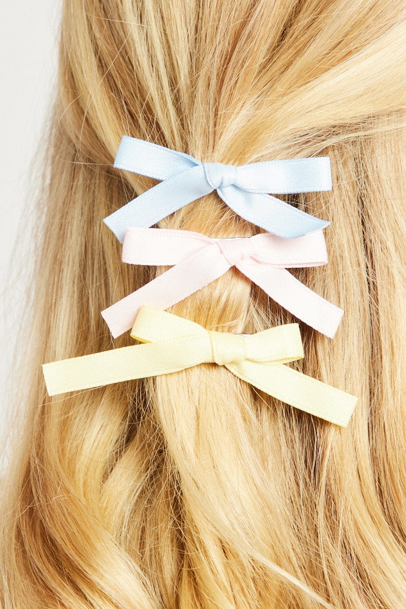 Multi 6 Pack Mini Satin Bow Hair Clips for Ally Fashion