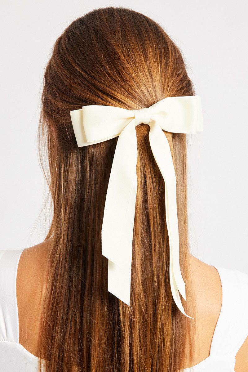 White Bow Hair Clip for Ally Fashion