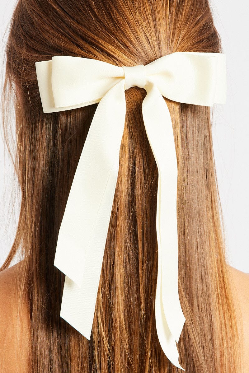 White Bow Hair Clip for Ally Fashion