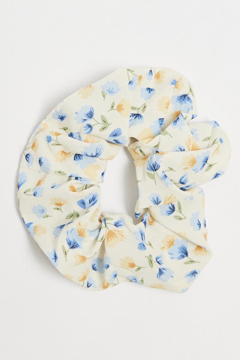 Blue Floral Scrunchie for Ally Fashion