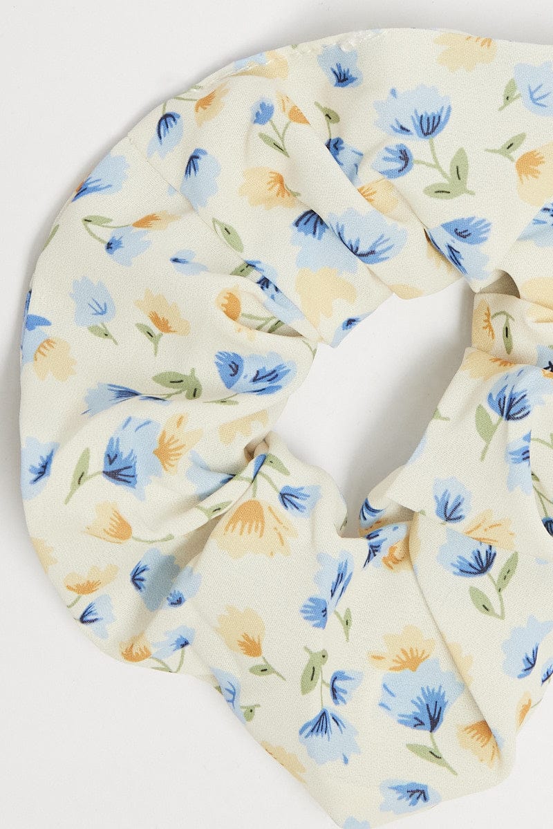 Blue Floral Scrunchie for Ally Fashion