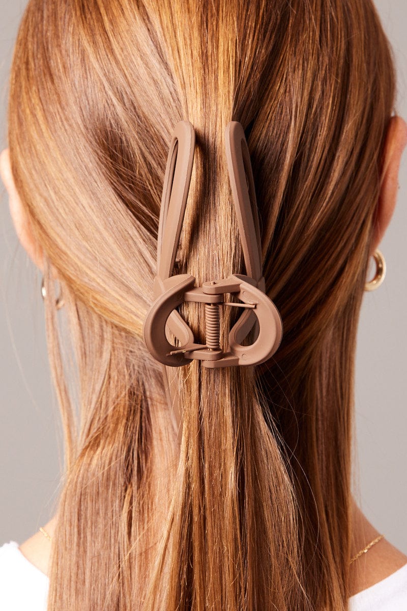 Brown Geometric Shape Claw Clip for Ally Fashion