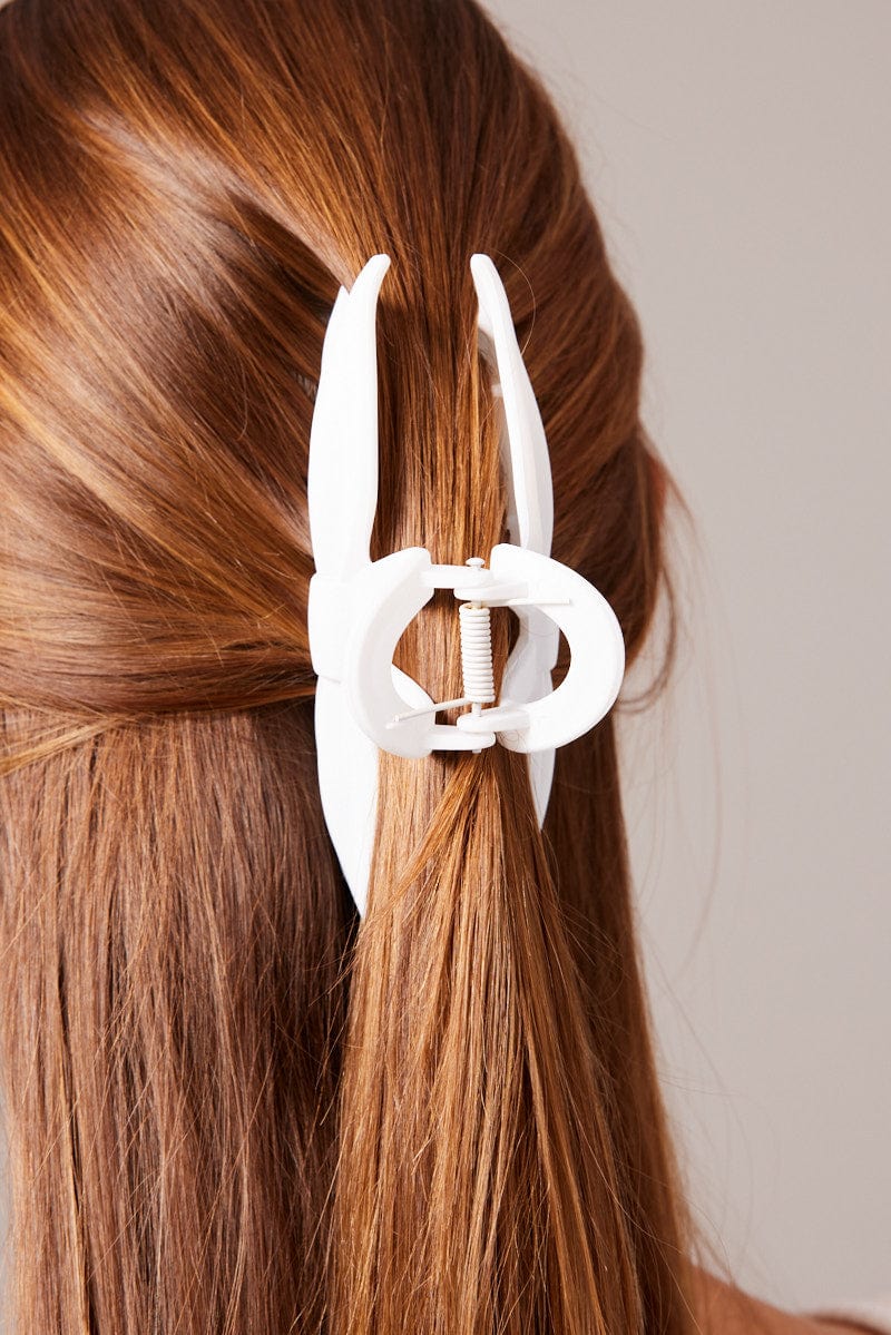 White Bow Hair Claw Clip for Ally Fashion