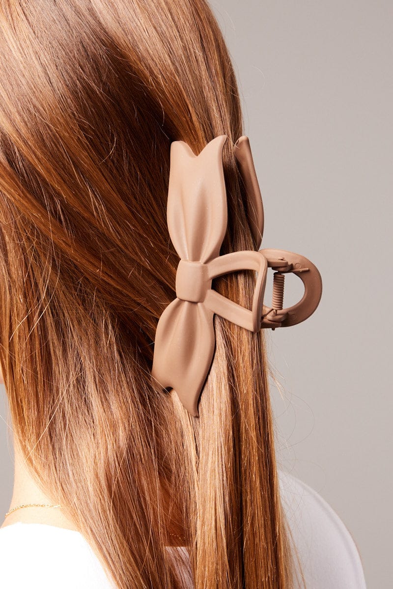 Brown Bow Hair Claw Clip for Ally Fashion