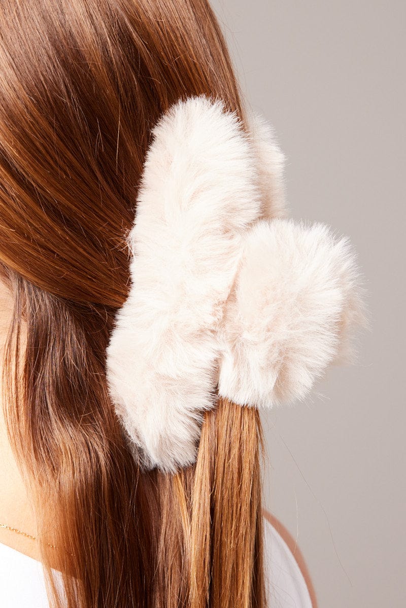 Brown Faux Fur Claw Clip for Ally Fashion