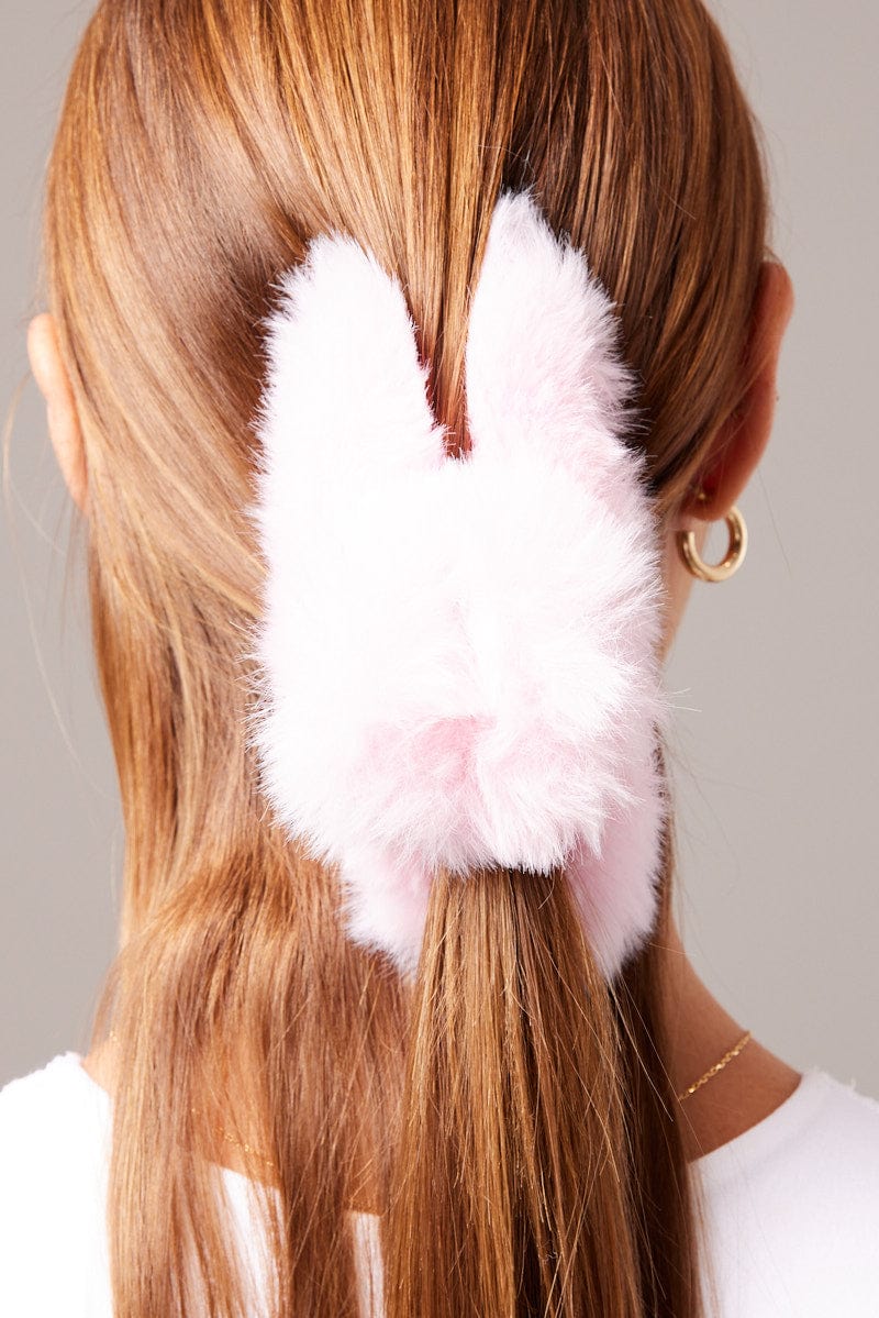 Pink Faux Fur Claw Clip for Ally Fashion