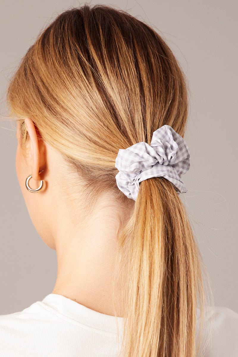 Grey Check Check Print Scrunchie for Ally Fashion