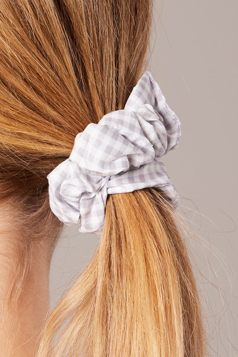 Grey Check Check Print Scrunchie for Ally Fashion