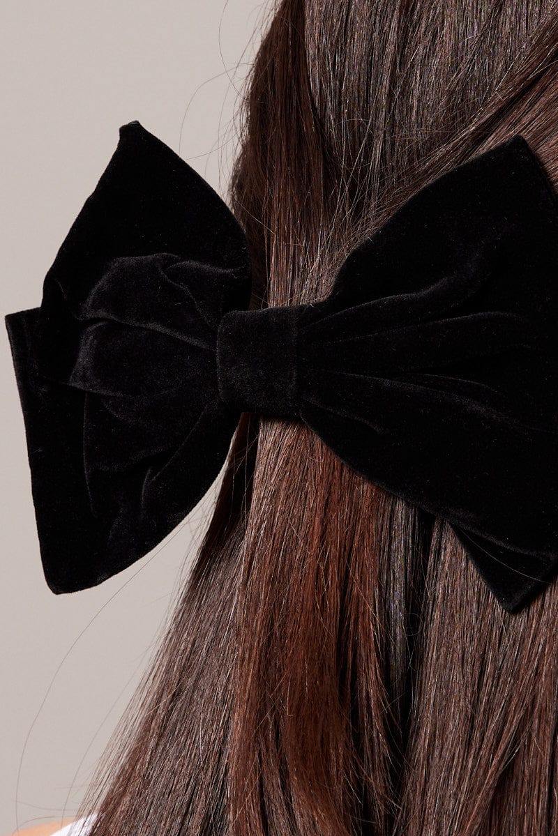 Black Velvet Bow Hair Clip for Ally Fashion