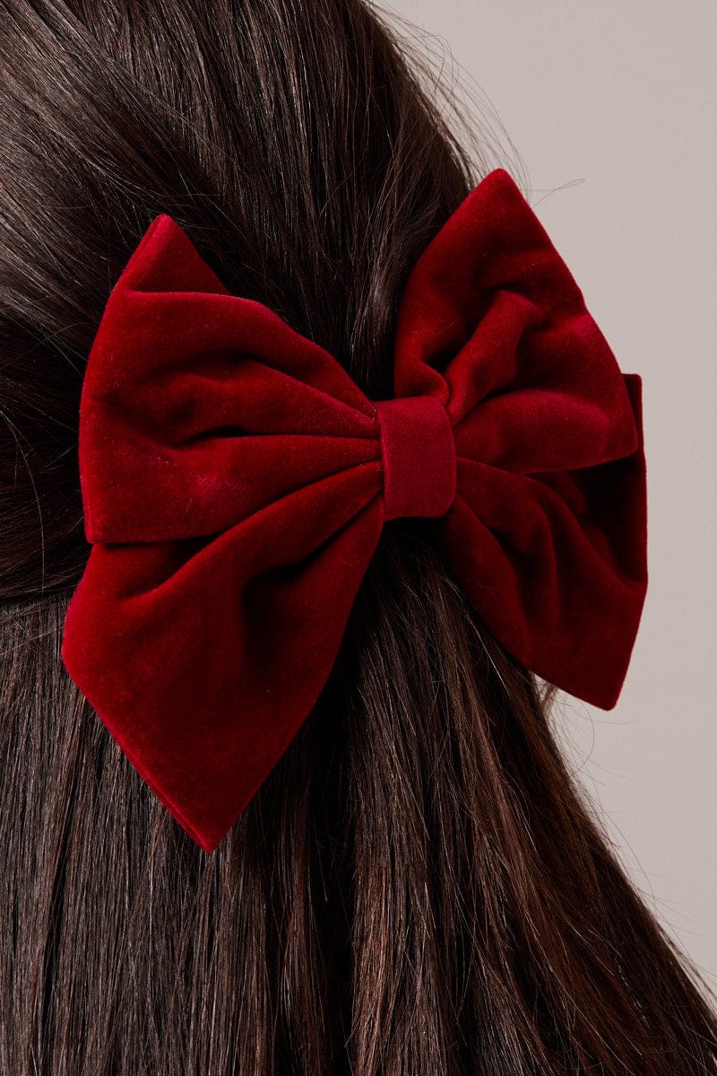 Red Velvet Bow Hair Clip for Ally Fashion