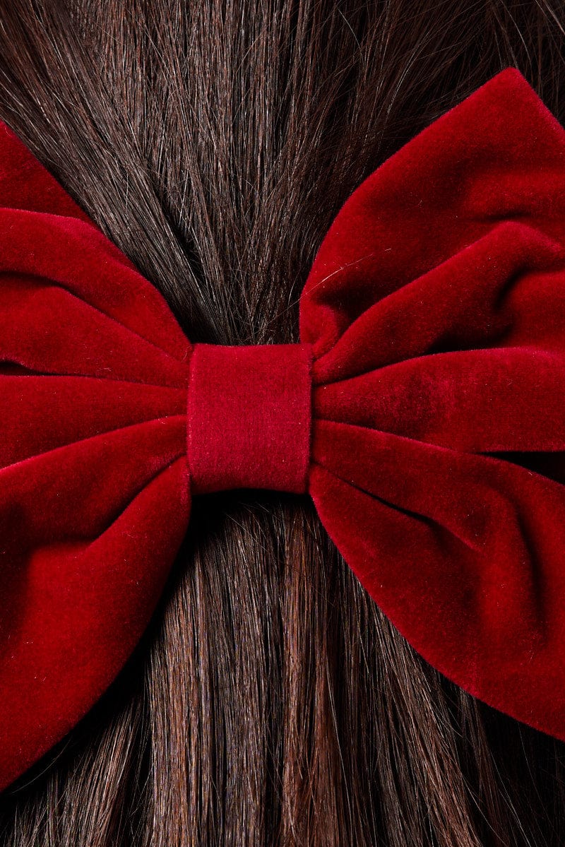Red Velvet Bow Hair Clip for Ally Fashion