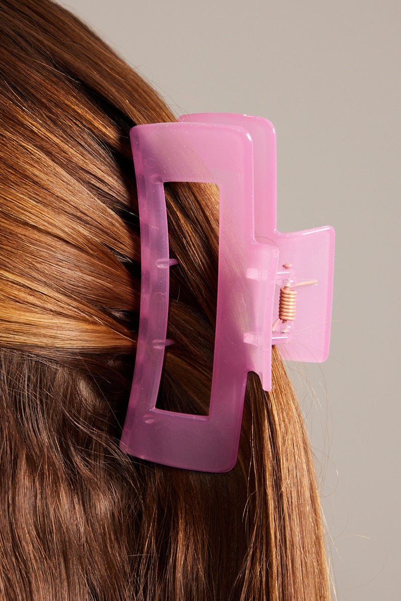 Pink Large Rectangle Claw Clip for Ally Fashion