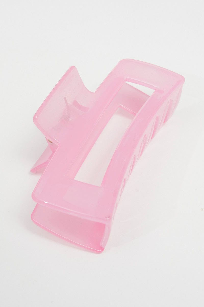 Pink Large Rectangle Claw Clip for Ally Fashion