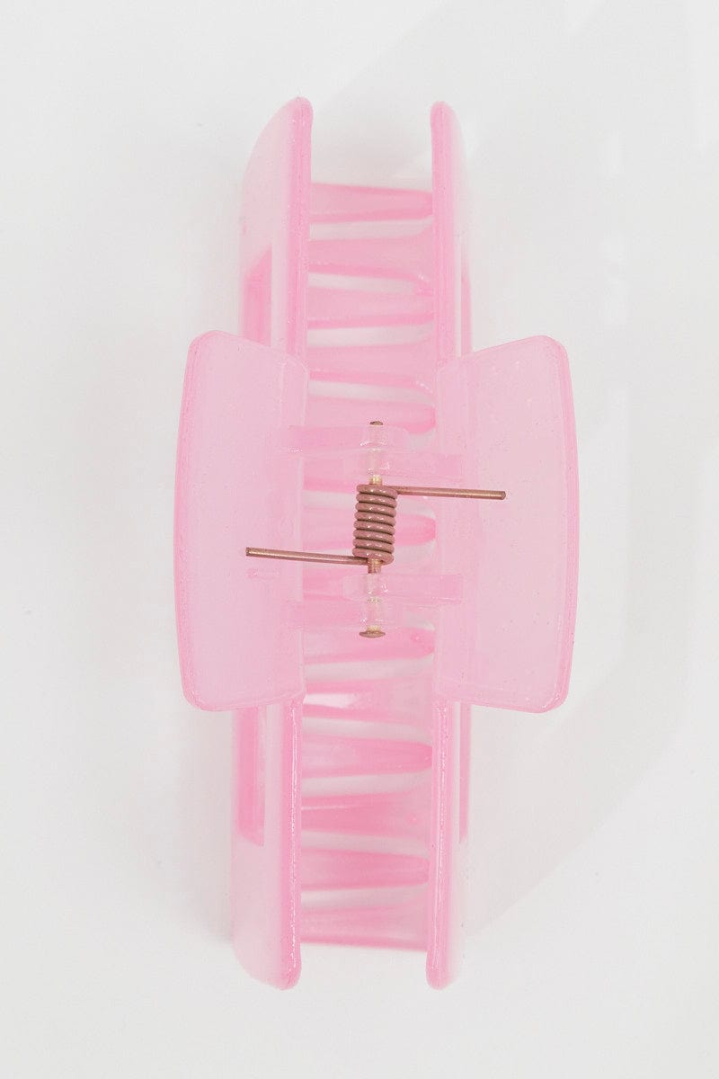 Pink Large Rectangle Claw Clip for Ally Fashion