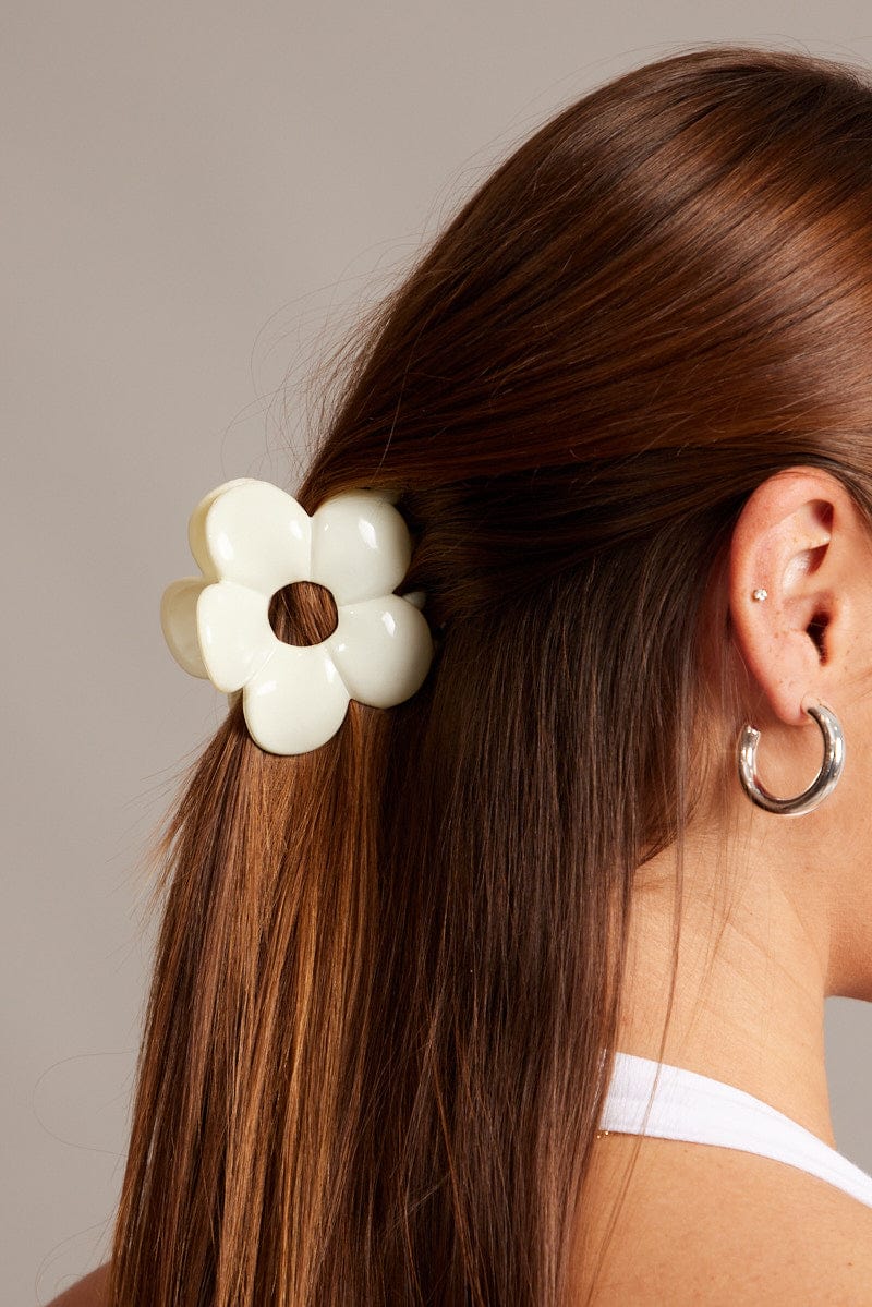 White Flower Claw Clip for Ally Fashion