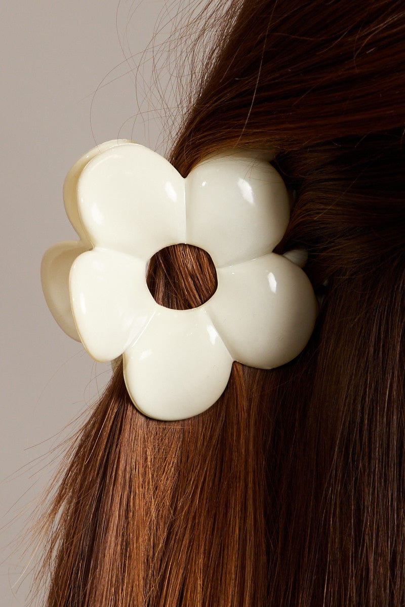 White Flower Claw Clip for Ally Fashion