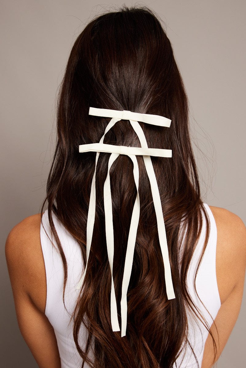 White 2 Pack Bow Hair Clips for Ally Fashion