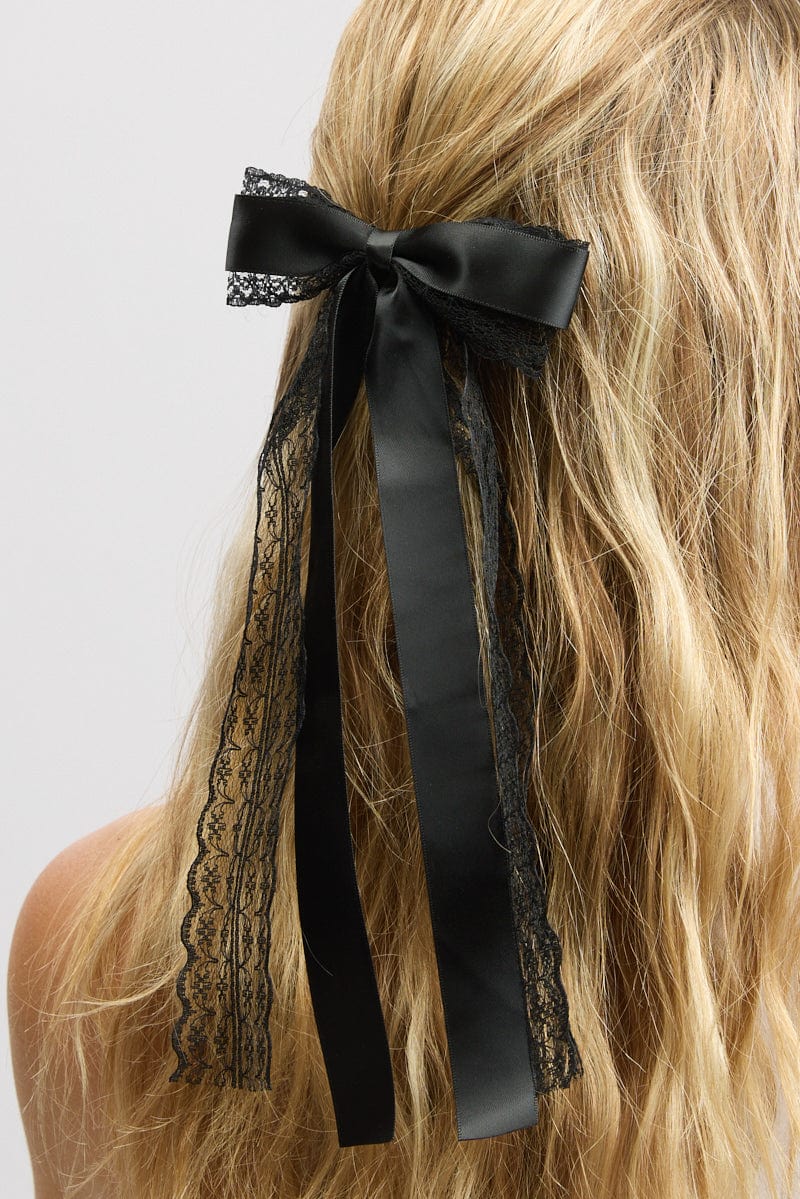 Black Lace Bow Hair Clip for Ally Fashion