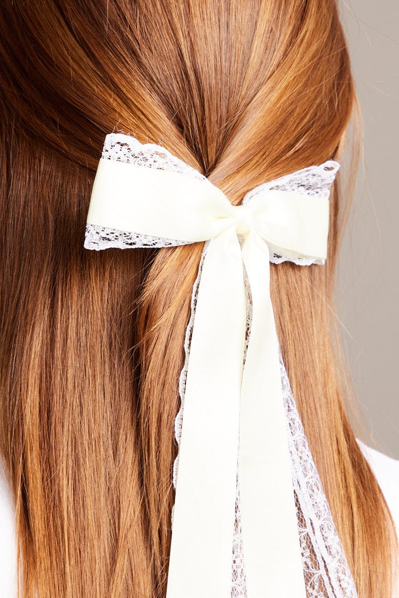 White Lace Bow Hair Clip for Ally Fashion