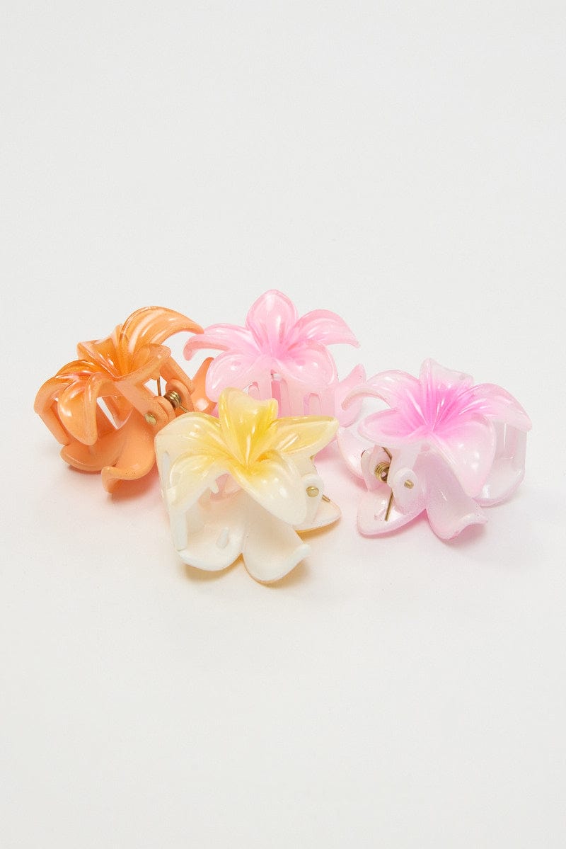 Multi 4 Pack Hibiscus Claw Clips for Ally Fashion