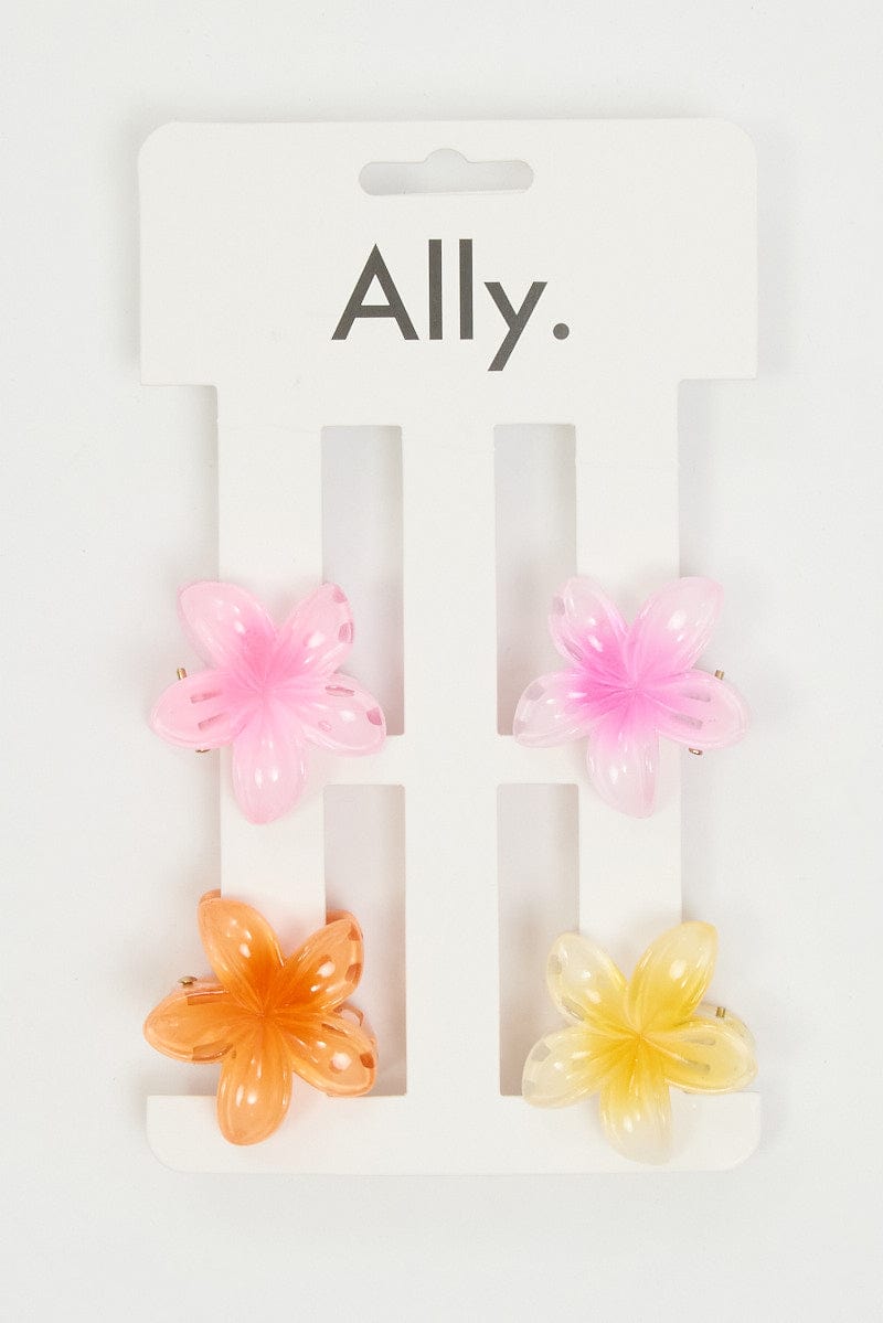 Multi 4 Pack Hibiscus Claw Clips for Ally Fashion