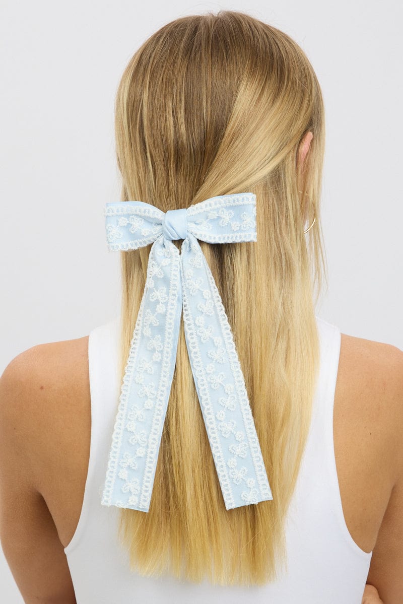 Blue Lace Bow Hair Clip for Ally Fashion