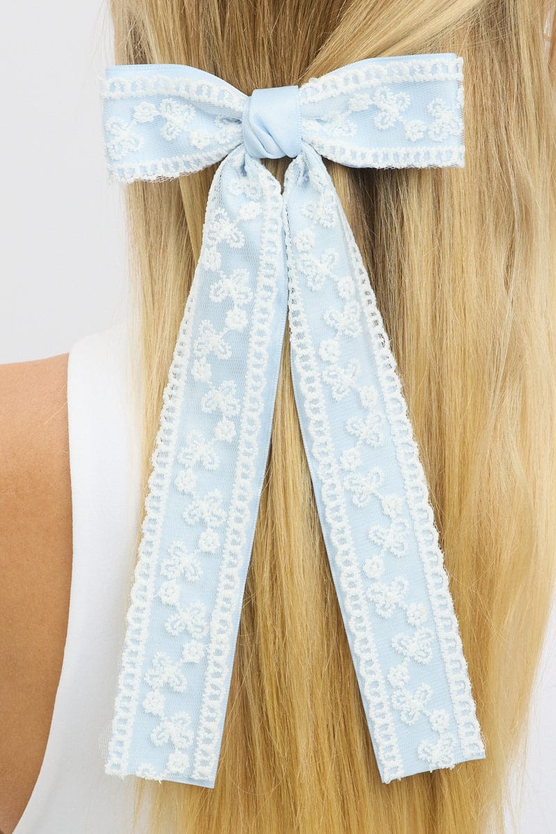 Blue Lace Bow Hair Clip for Ally Fashion