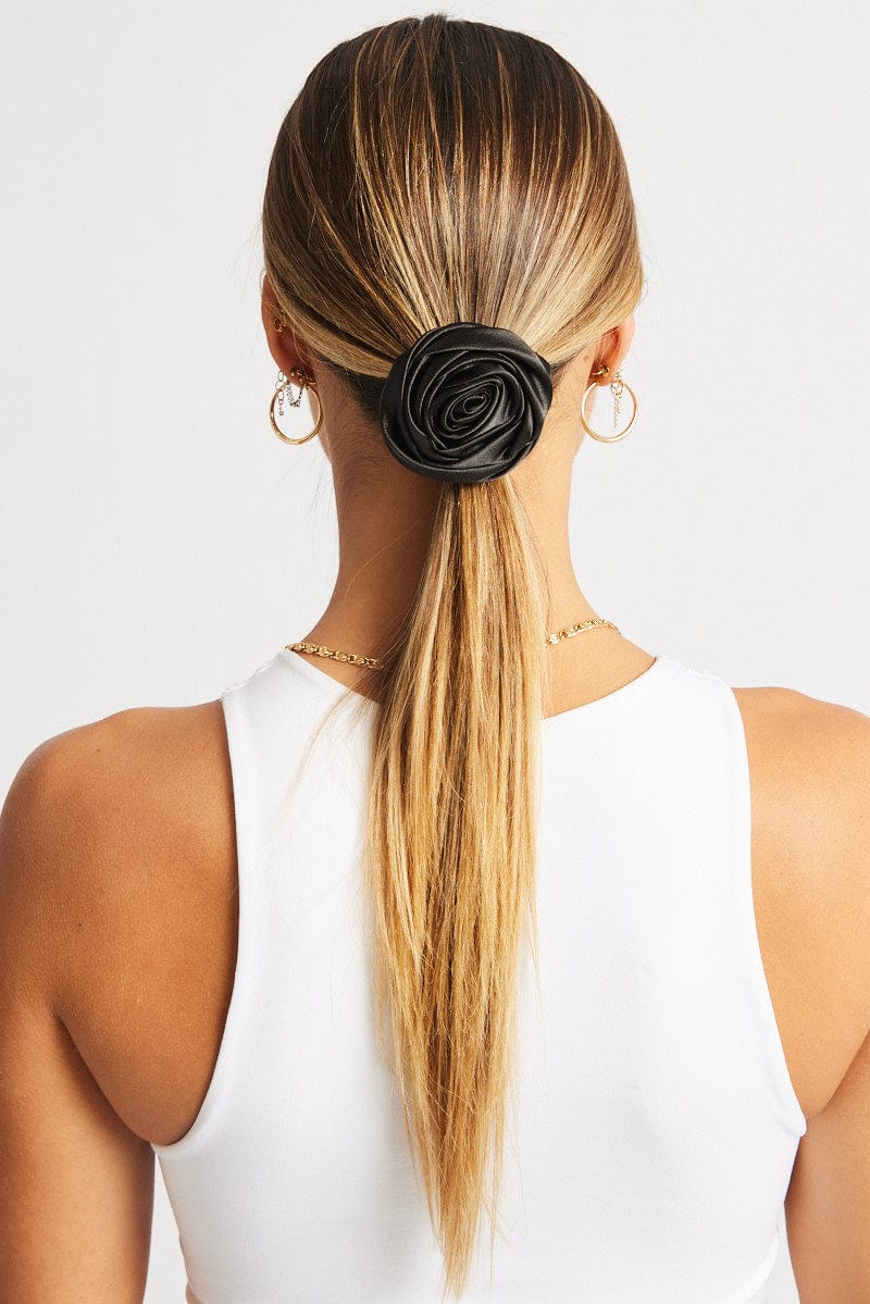 Black Rosette Scrunchie for Ally Fashion