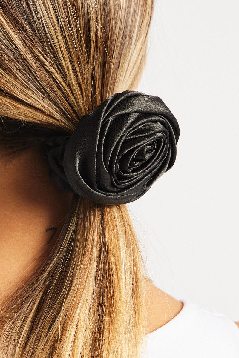 Black Rosette Scrunchie for Ally Fashion