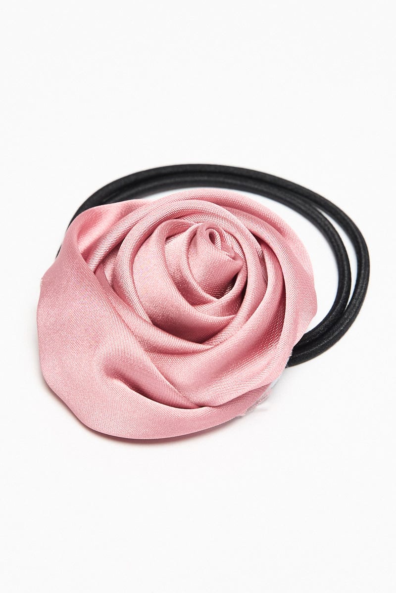 Pink Rosette Hair Tie for Ally Fashion