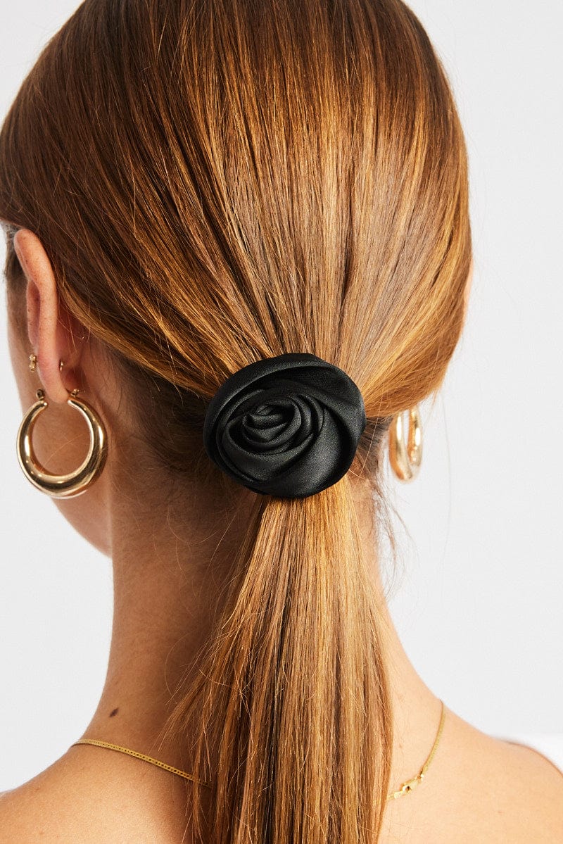 Black Rosette Hair Tie for Ally Fashion