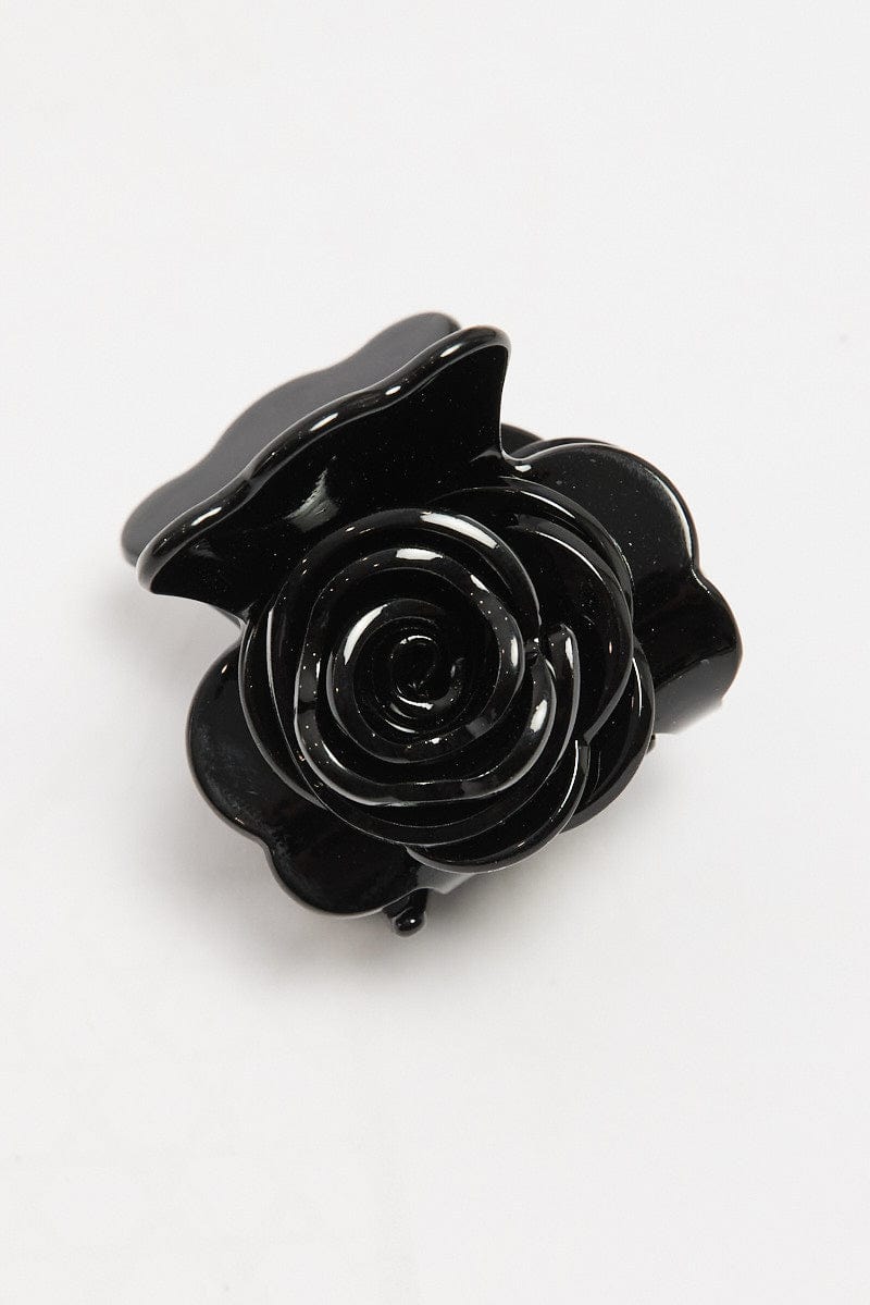 Black Rosette Hair Claw Clip for Ally Fashion