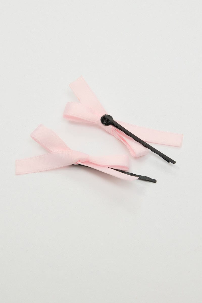 Pink 4 Pack Mini Satin Bow Bobby Pins for Ally Fashion