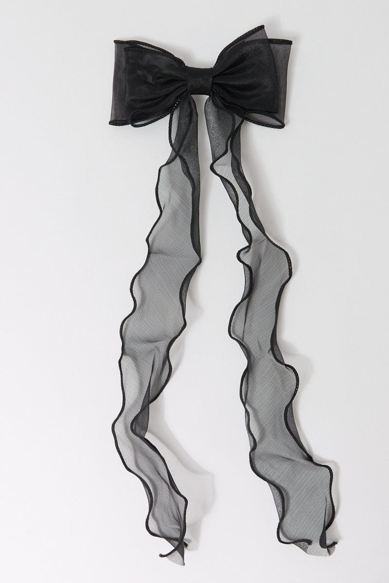 Black Organza Bow Hair Clips | Ally Fashion