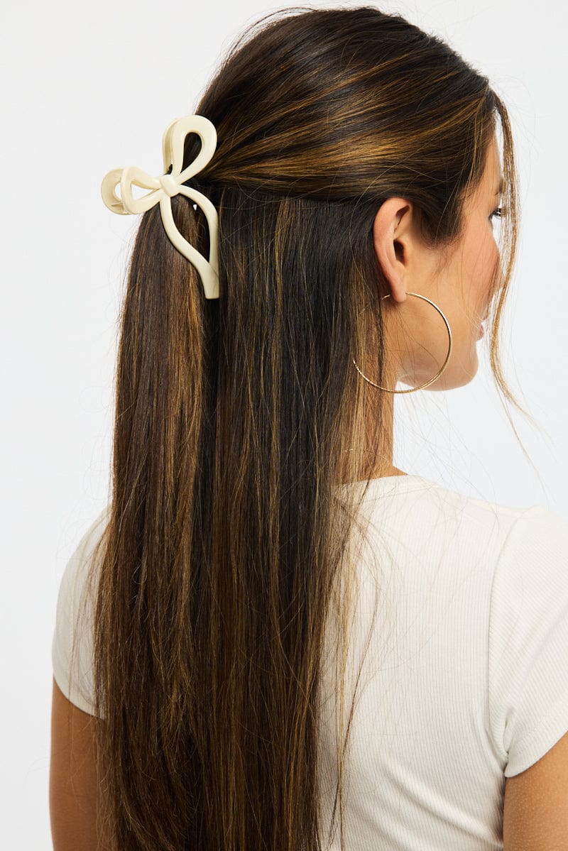 White Bow Hair Claw Clip for Ally Fashion