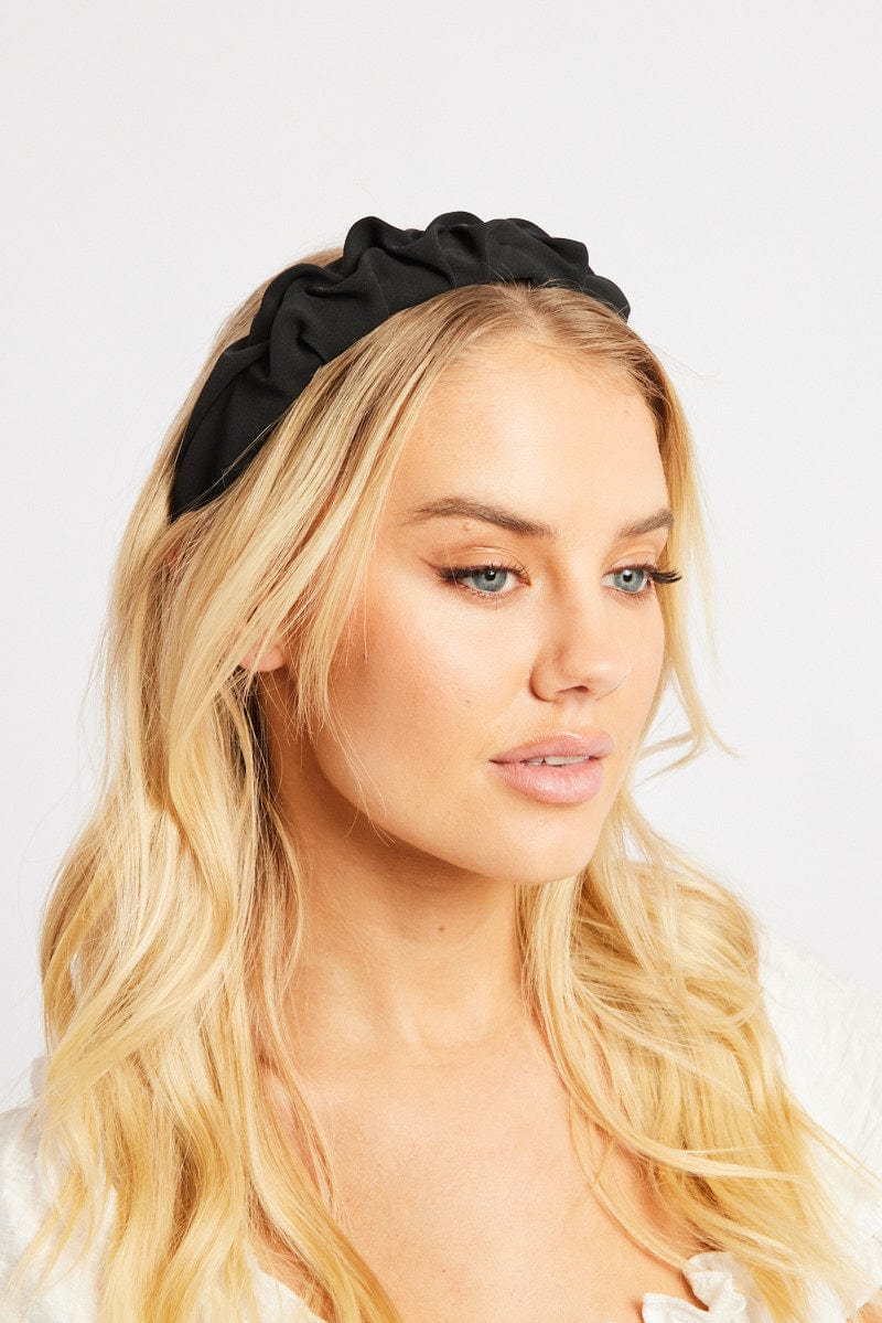 Black Ruched Headband for Ally Fashion