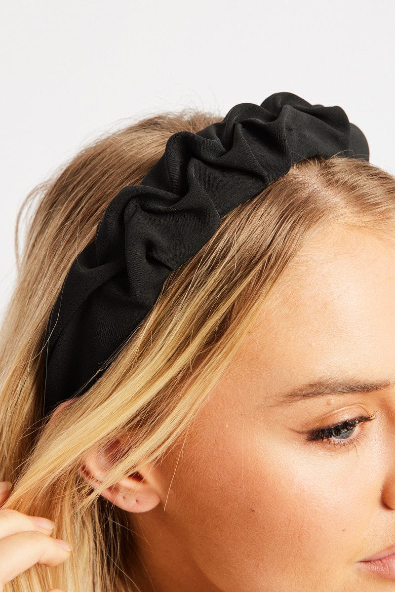 Black Ruched Headband for Ally Fashion